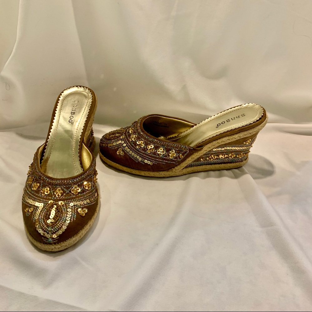 Sequined Wedge Heel Slide - sz 7 1/2